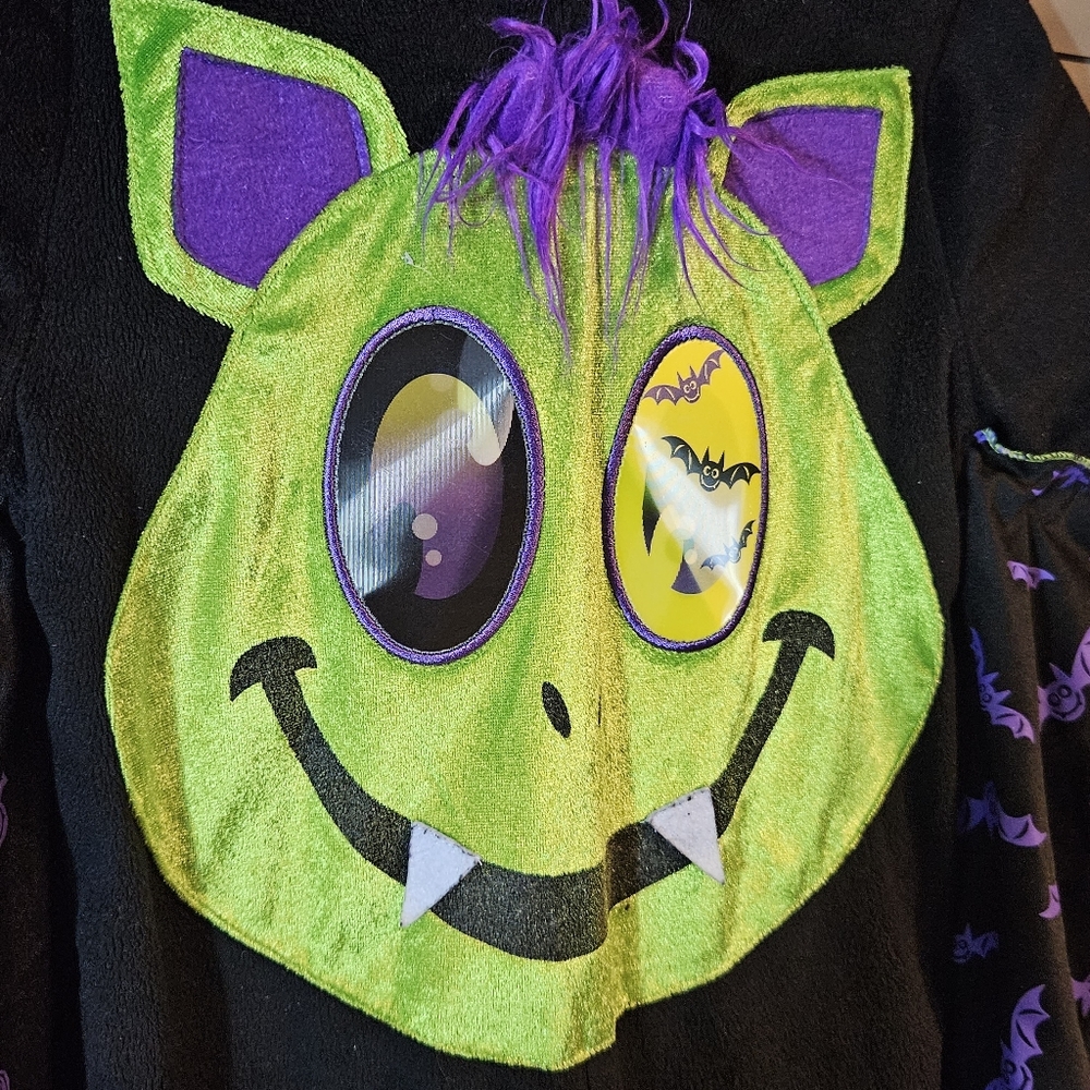 VGC 1 of 2 matching 2-3 yrs Halloween onesie costume, green, holographic eyes - Picture 9 of 11